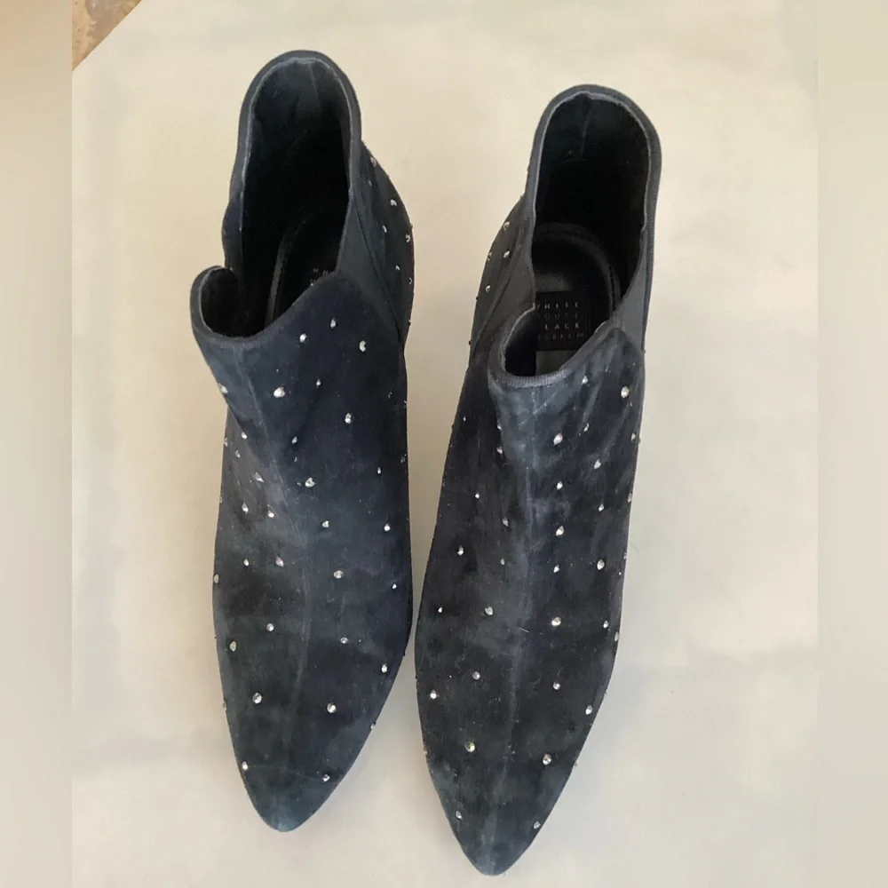 WHITE HOUSE BLACK MARKET LAILA RHINESTONE STUDDED ANKLE BOOTIES BOOTS WHBM 8